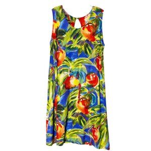 Jams World Fruit Cherry Hawaiian Floral Sundress Tropical Beach Resort M/L Rayon